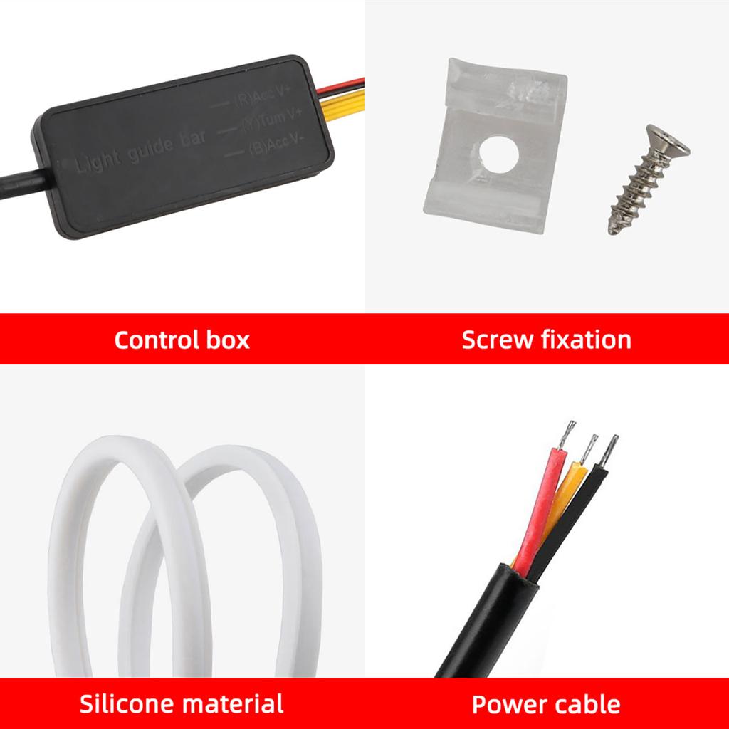 2PCS DRL Flexible Flowing LED strip 30CM 45CM 60CM White Turn Yellow Turn Signal Angel Eyes Daytime Running Lights