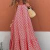 Bohemian Ruffle Edge Spaghetti Strap V-Neck Long Dress