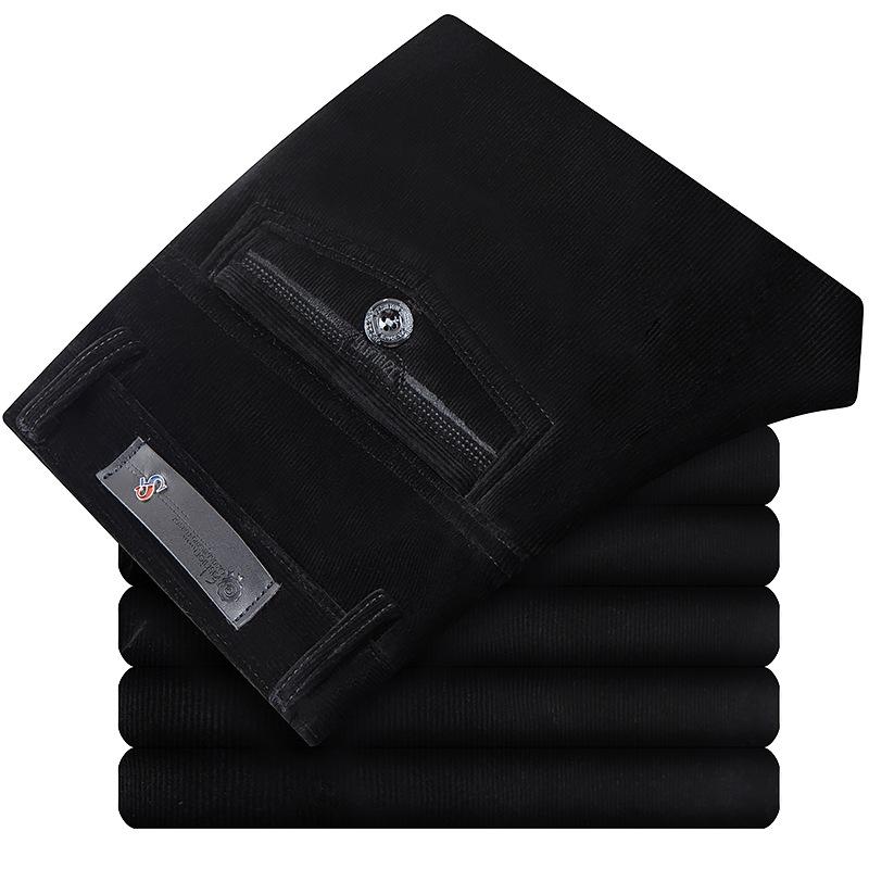 Pants Men Corduroy Cord Trousers Stretch Straight Pants Casual Loose High Waist Vintage Retro