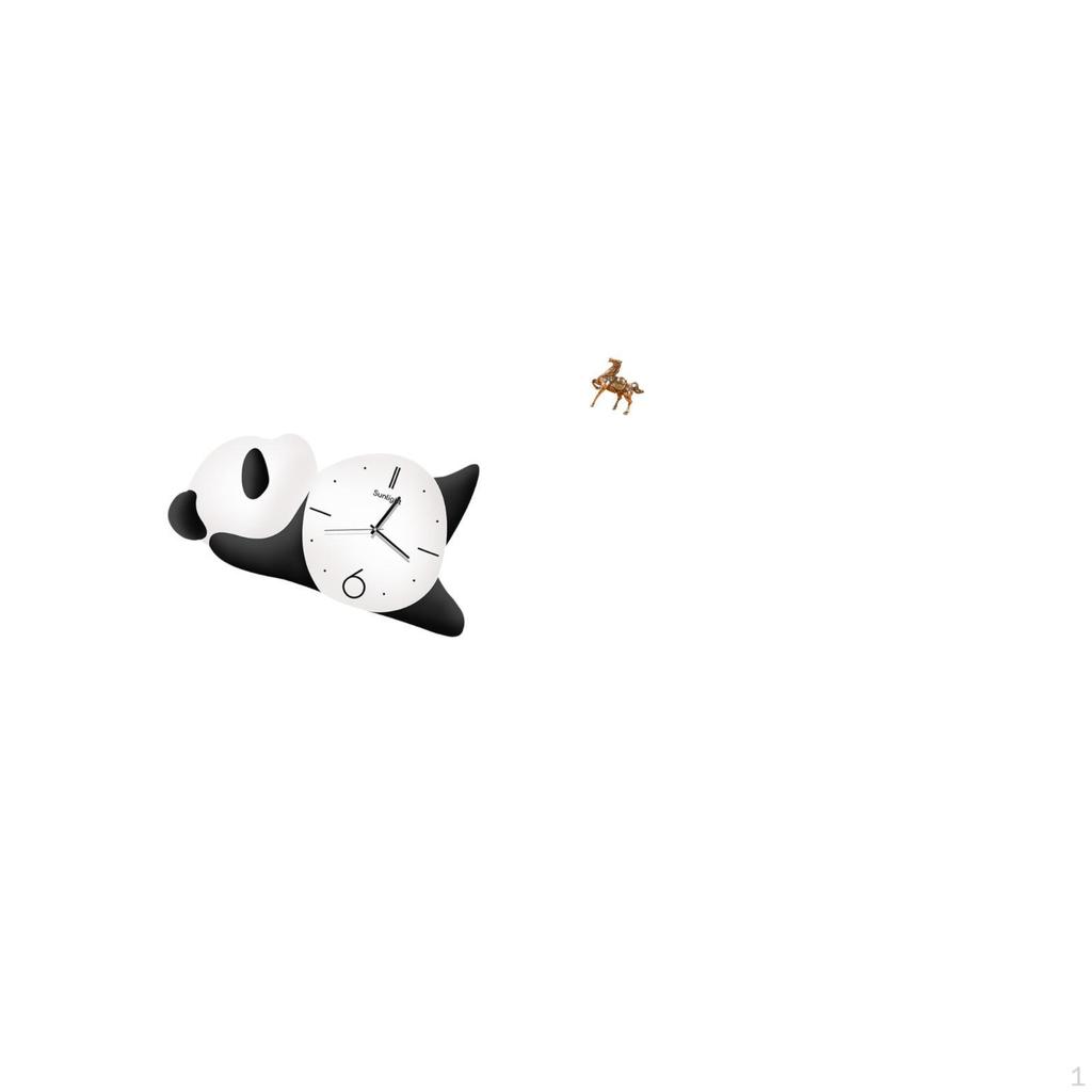 Modern Cute Panda Wall Clock And Vintage Horse Figurine Sculpture Practical Sturdy Home Decor for