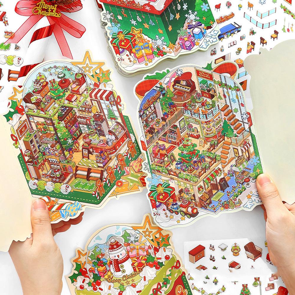 Christmas Special Series Vintage Festival Scene Landscape PET Sticker Creative DIY Journal Material Collage Stationery