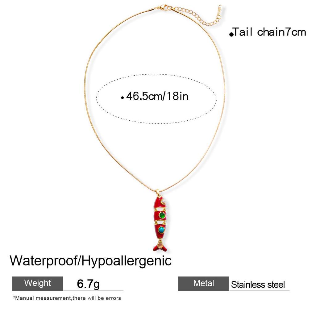Stainless Steel Fish Tassel Pendant Earrings & Necklace Set - Women's Light Luxury Jewelry