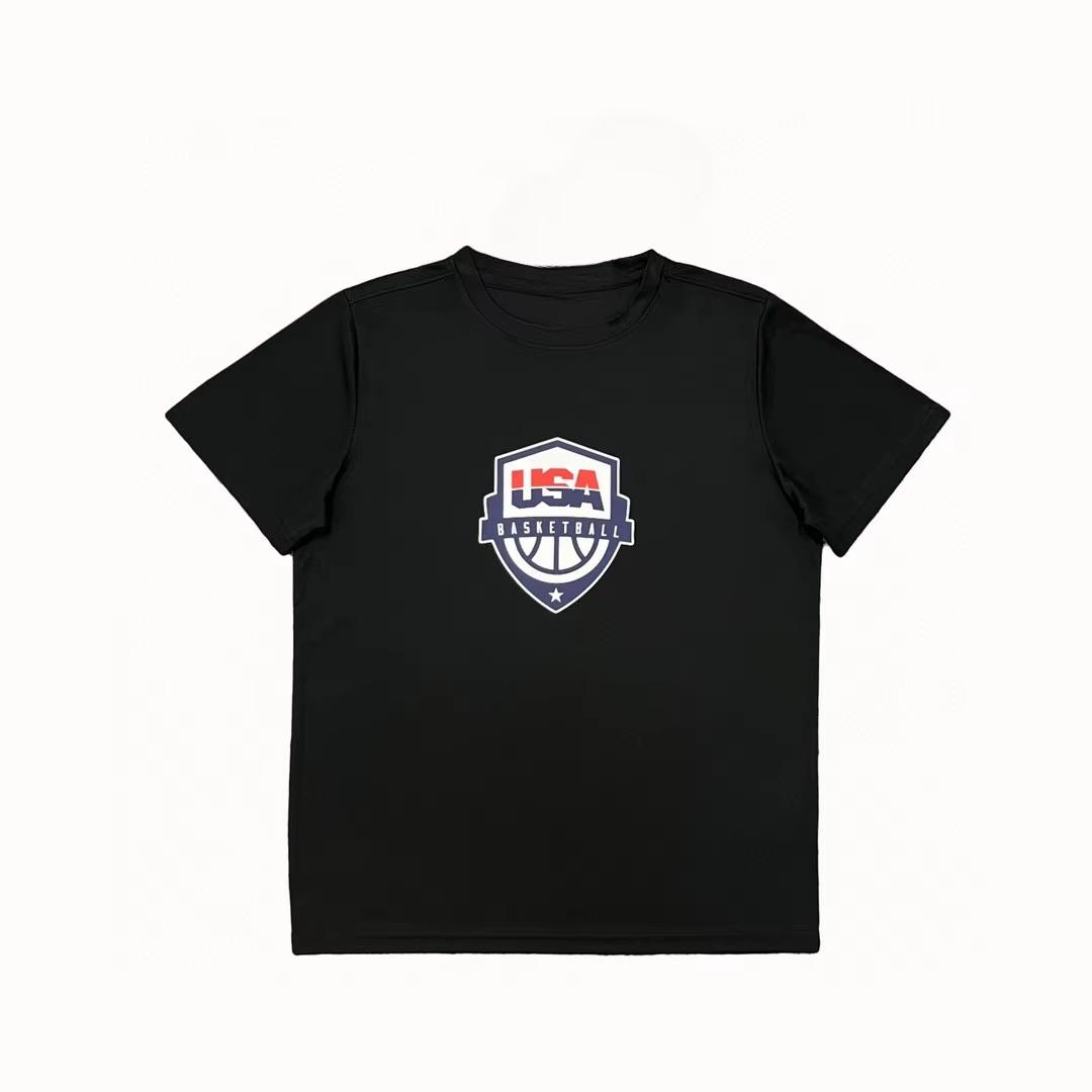 

2025 Мужская национальная сборная США по баскетболу США Летняя молодежная футболка с круглым вырезом, свободная, повседневная, дышащая 4XL