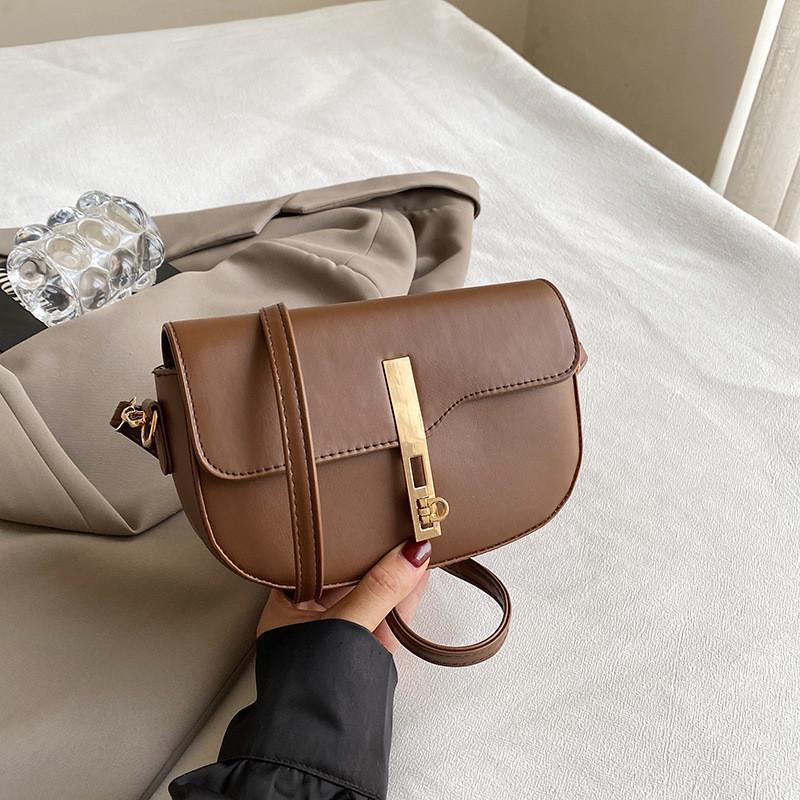 Trendy Pu Leather Saddle Bag Vintage Style Single Shoulder Underarm Bag For Everyday Use