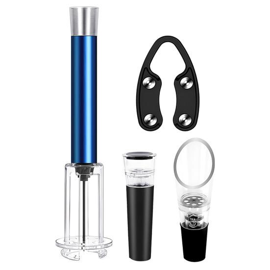 

Bottle Opener Pneumatic Automatic Cork Remover with Foil Cutter Wine Pourer And синій