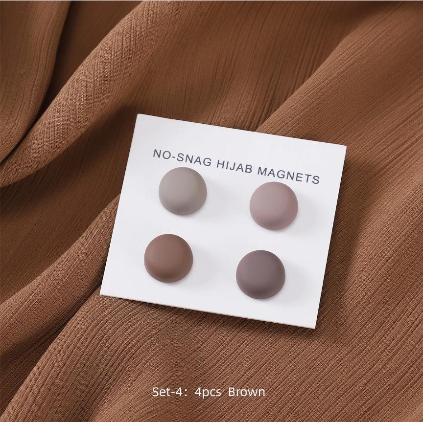 

4 шт./карточка Матовый шелковый шарф Магнитная брошь Хиджаб Круглые зажимы для женщин Шаль Мусульманская Сильная магнитная кнопка Аксессуары для тюрбана