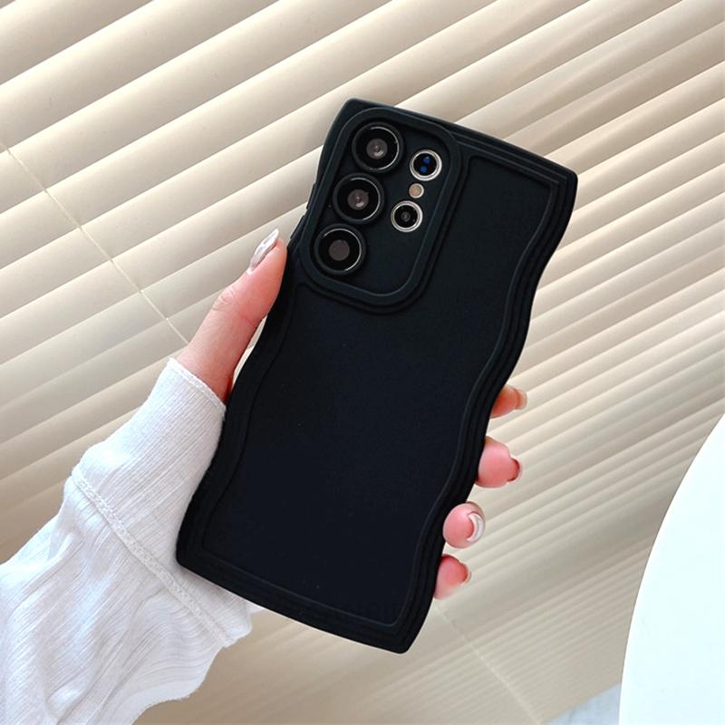 S 24 23 22 21 Curly Wavy Liquid Silicone Case For Samsung Galaxy S24 S23 S22 S21 S20 Plus Ultra Fe S10 Protect Soft Cover S23fe