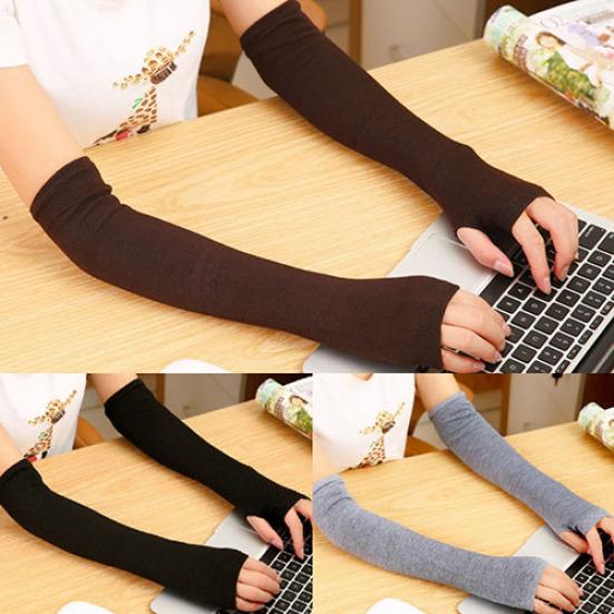 Fashion Women Lady Knitted Long Fingerless Gloves Wrist Arm Hand Warmer Winter