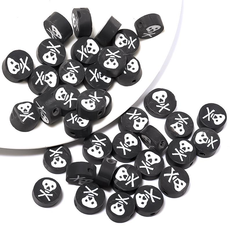 50 pcs Polymer Clay Animal & Fruit Style Mixed Color Flat Round Beads for DIY Bracelet Jewelry