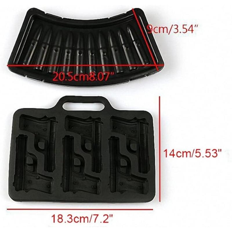 Creative Bullet Ice Grid Ice Mold Handgun and Bullet Ice Cube Trays Ice Molds for Whiskey Cocktails Ice Cubes Chocolates