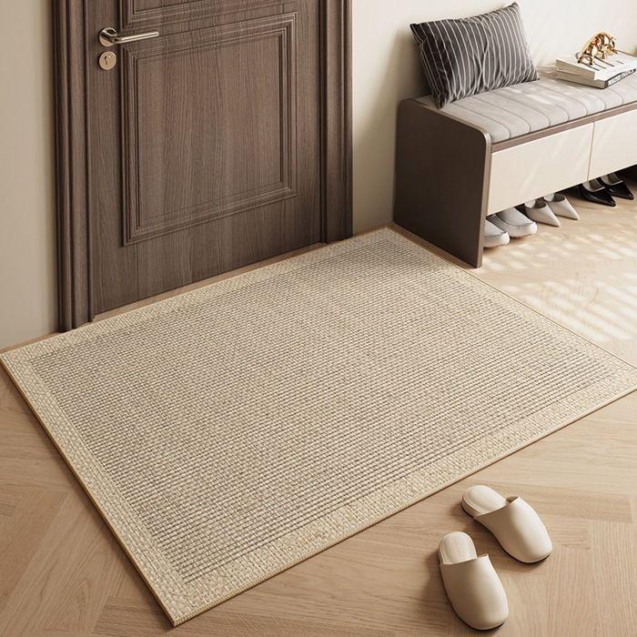 Paillasson d'entrée 60 x 90 cm, antidérapant, en caoutchouc, pour l'intérieur, discret, facile à nettoyer, anti-salissures, beige