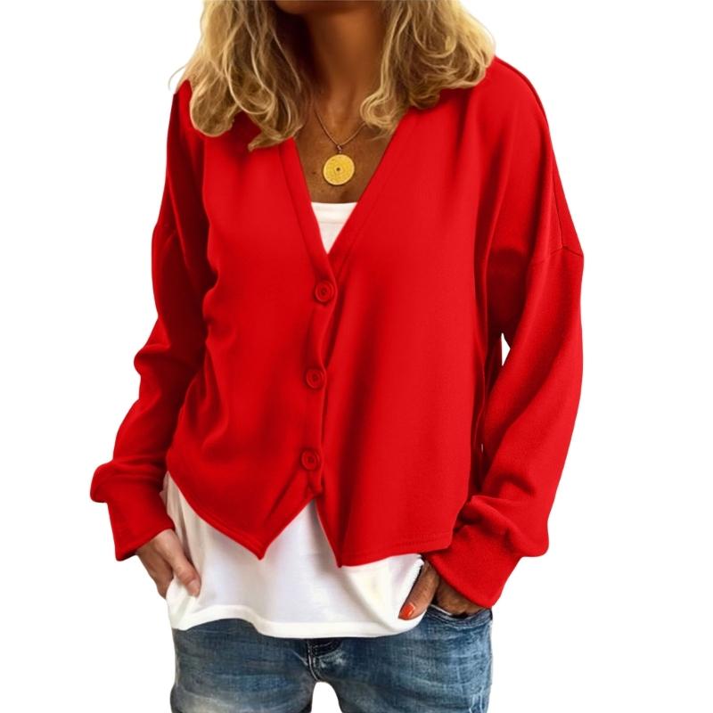 Minimalist Long Sleeve Button Down Knit Sweater Womens Lightweight Stretch Fabric Easy Layering Oversized Cardigan Coat