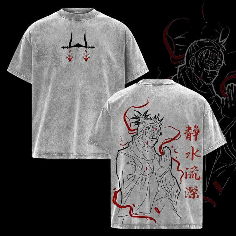 

Anime Jujutsu Kaisen Choso Graphic T Shirt Men Short Sleeve Clothing Casual Cotton Tshirt Vintage Washed T-shirt Harajuku Tops XXL серый