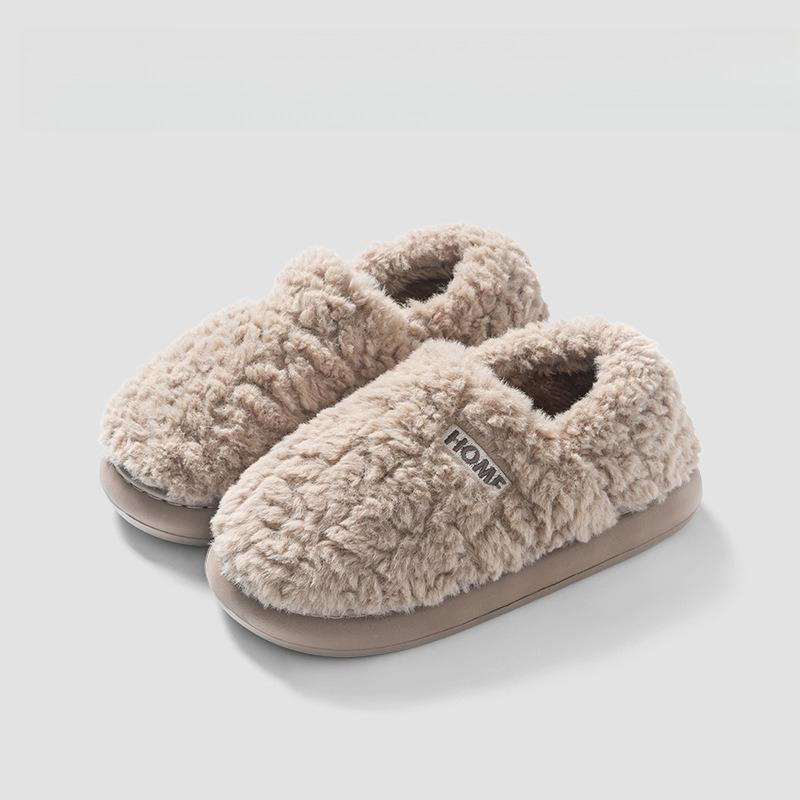 Fashion Couple's Cotton Slippers Winter Women Outdoor Non Slip Warm Plush Shoes Indoor Lightweight Comfortable Soft Sole Men Home Shoes