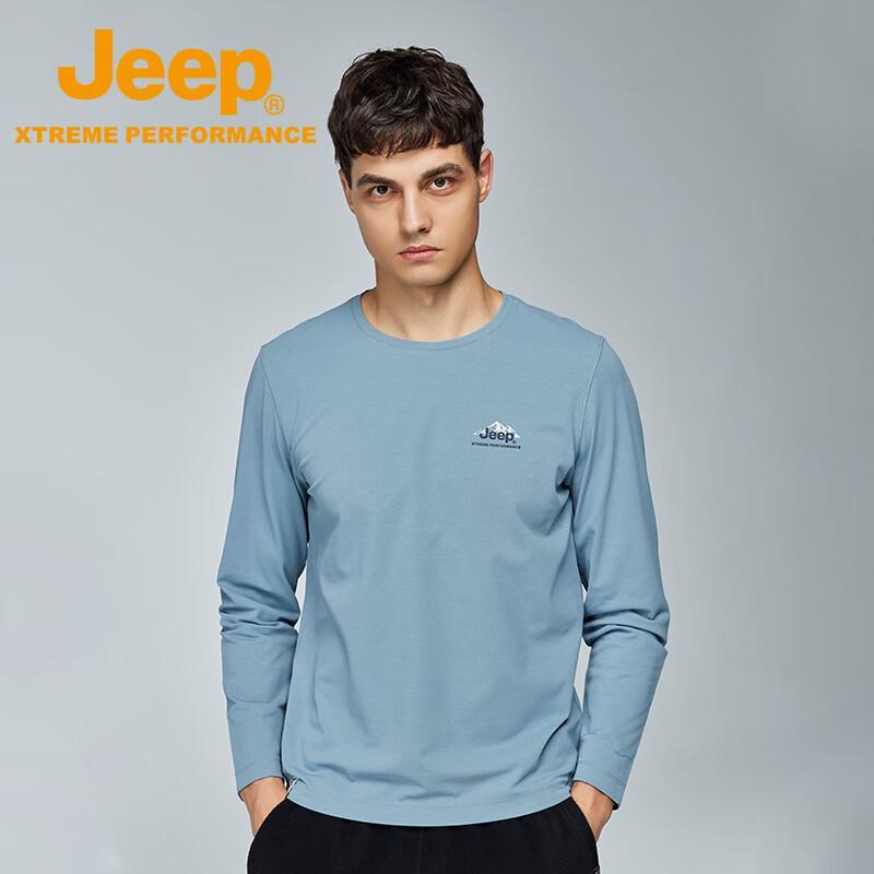 Jeep Men's Casual Long Sleeve Round Neck T-Shirt
