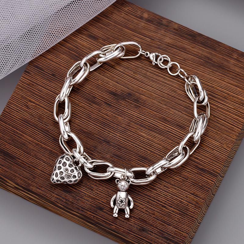 Sweet Strawberry Bear Bracelet - Women s Retro Fashion Hand Jewelry