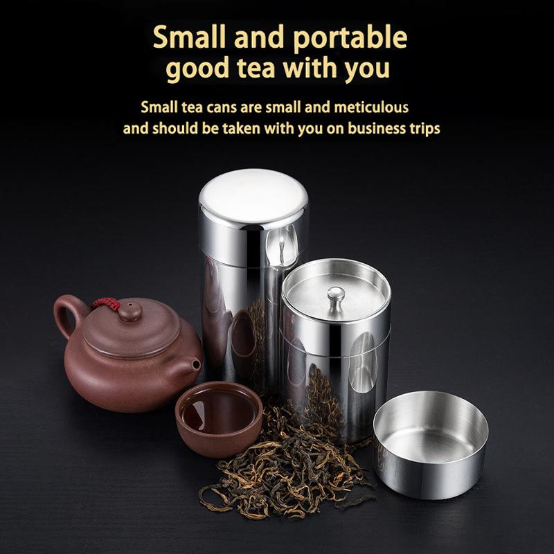 400/550Ml Tea/Coffee Canister With Airtight Double Lids For Loose Tin Containers Stainless Steel Storage