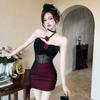 Elegant Halter Neck Floral Bandeau Bodycon Dress - Slim-Fit, High-Waisted, Pleated Style