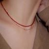 GEN Silver 925 Crystal Bead Red Necklace Gemstone Necklace