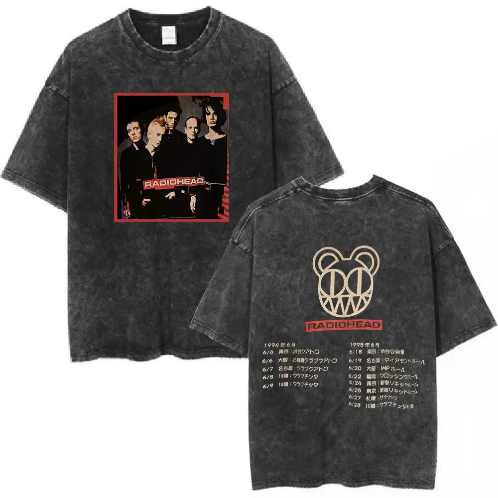 British Rock Band Radiohead Classic Poster Graphic Print T-shirt Men Women Streetwear Hip Hop Vintage Washed Cotton Loose Oversized Top Summer New Tee