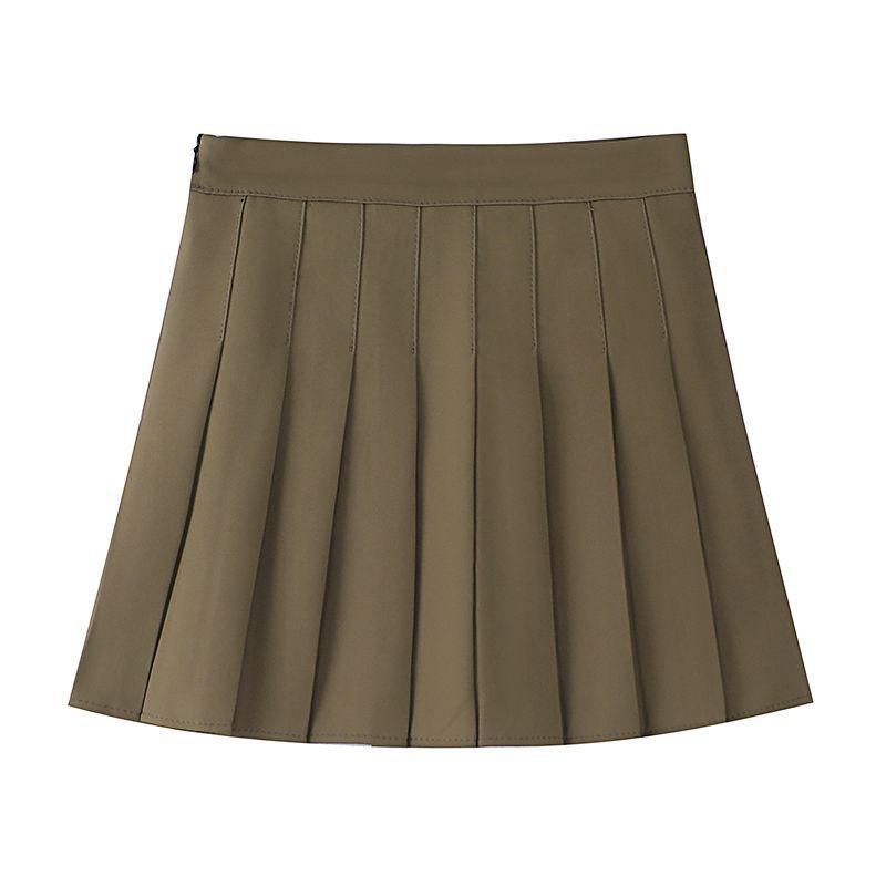 Gray High-Waist Pleated A-Line Skirt for Women - New 2025 Summer Collection