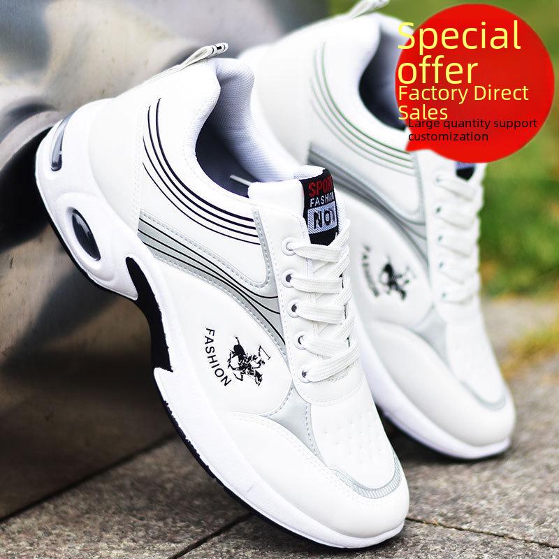 Men's 2024 White Leather Sneakers: Stylish, Casual Shoes for Teens and Students