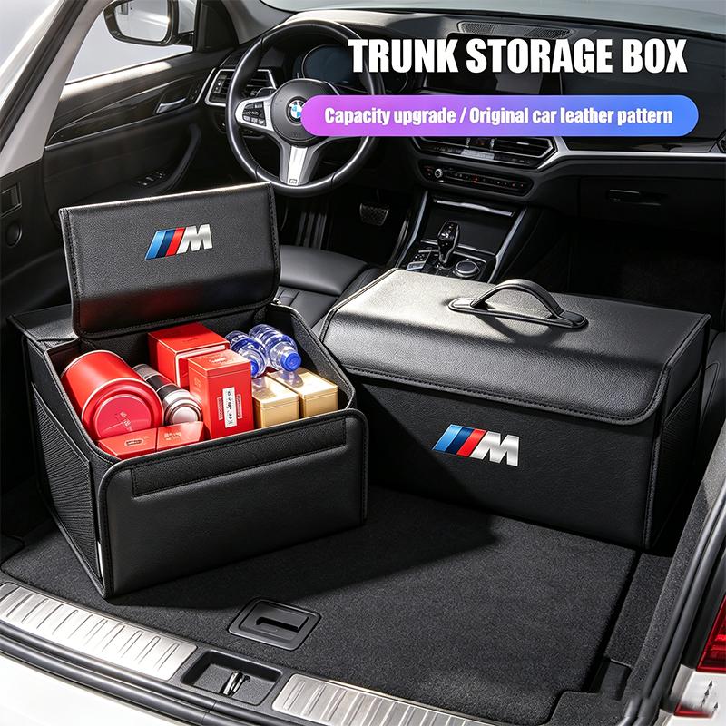 SNLL4 Car Leather Trunk Organizer Foldable Storage Box, For BMW M M2 M3 M5 E46 E90 E60 E36 F90 M3 M5 E87 X3 X5 X6 G30 G32 Accessories