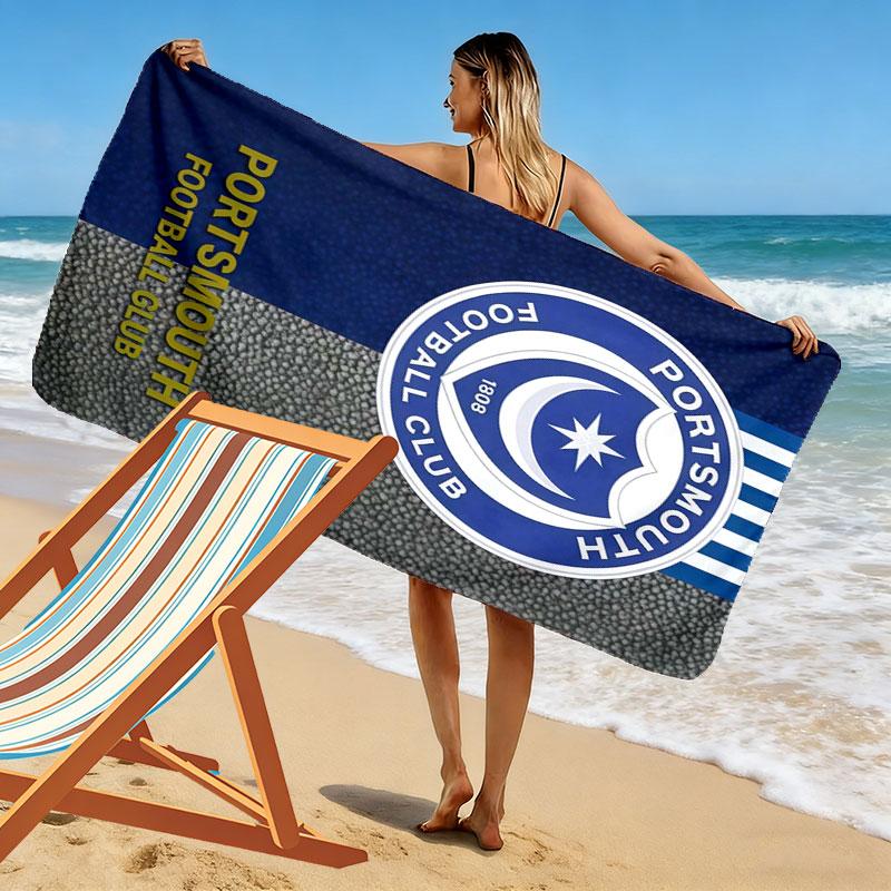 Pompey Logo Beach Towel, Large Soft Quick Dry Towel for Beach Camping Swimming