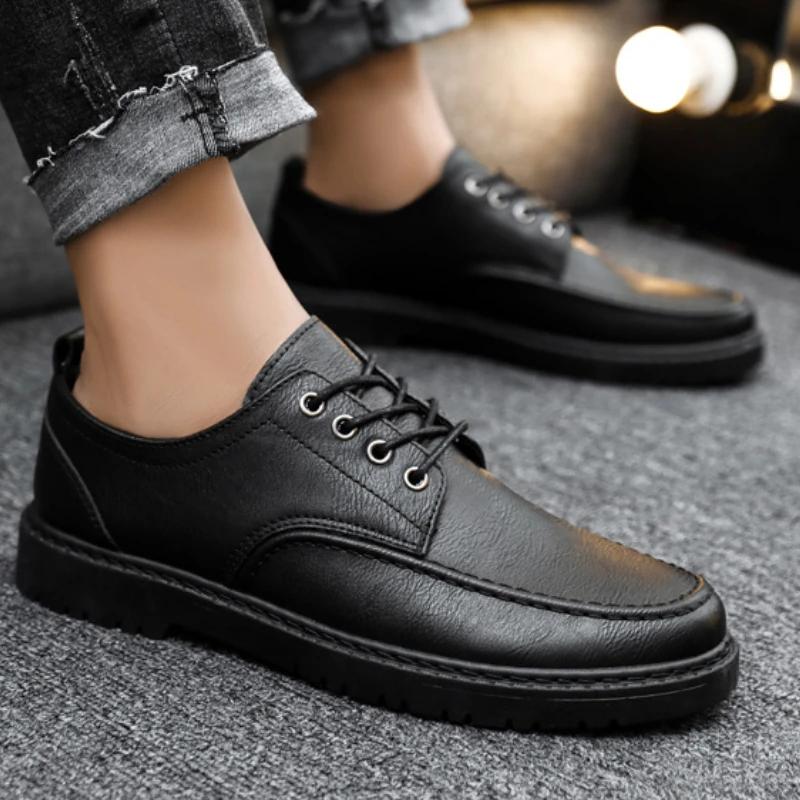 Fashion British Style Men Casual Shoes Quality Comfort Men Leather Shoes Soft Wear-resistant Male Social Dress Shoe Chaussure Hommes 44