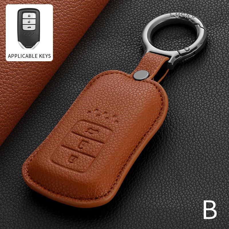 Leather Car Key Case Cover For Honda Honda Accord Civic 10Th Cr-V Hr-V Insight Odyssey Pilot Ridgeline Jazz Jade Fit Freed City