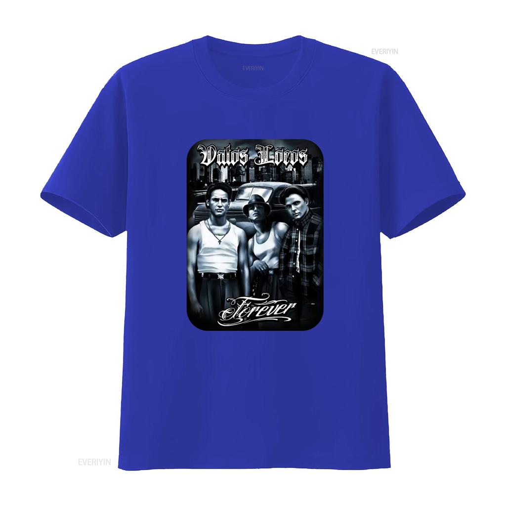 Vatos Locos Forever Mens Heavyweight T Shirt Print On Shaka Wear Retro Gangster Style Urban Fashion vintage Washed homme
