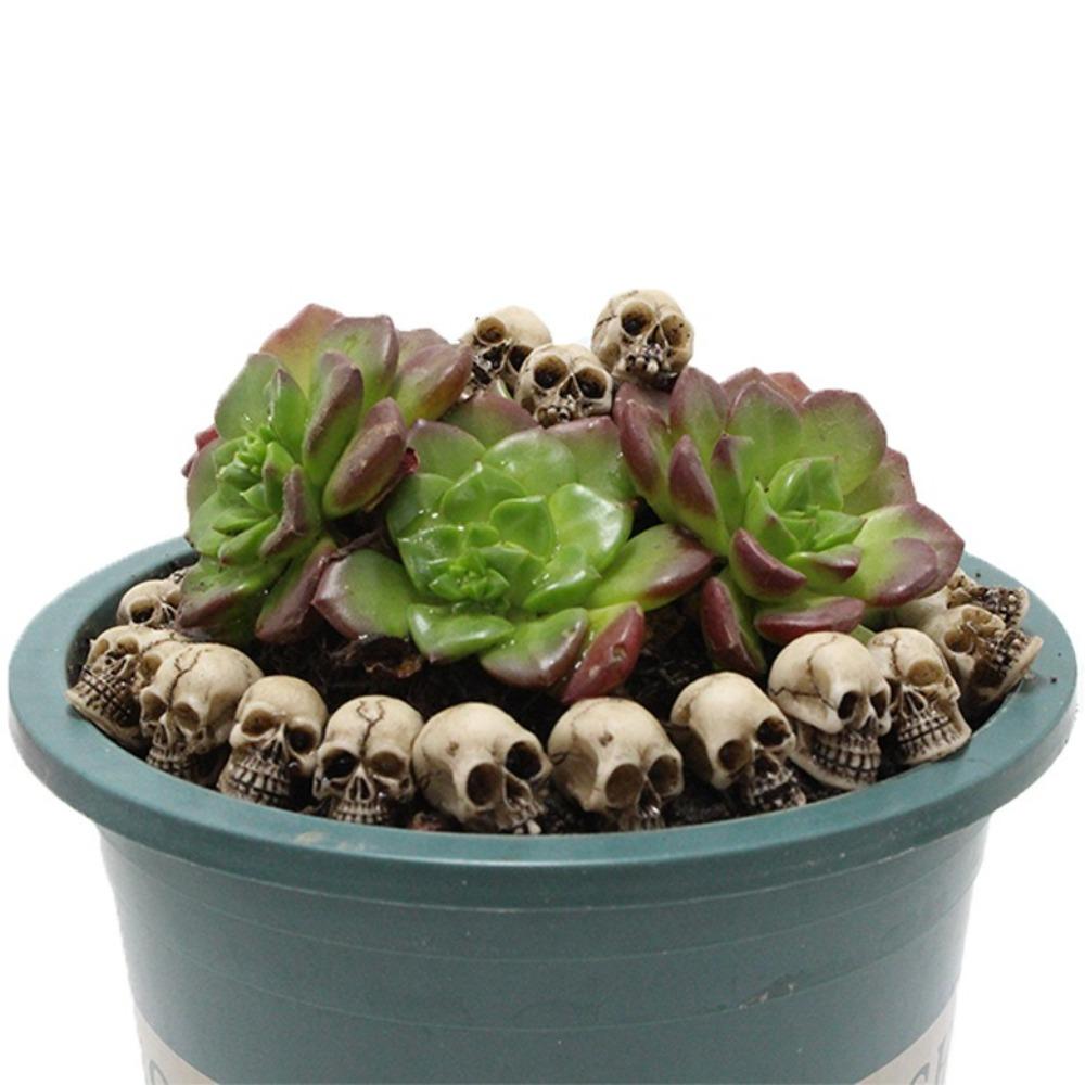 20 Stück Deko-Requisiten Mini-Totenköpfe Blumentopf-Deko Totenkopf-Steine Kleiner Skelettkopf Halloween