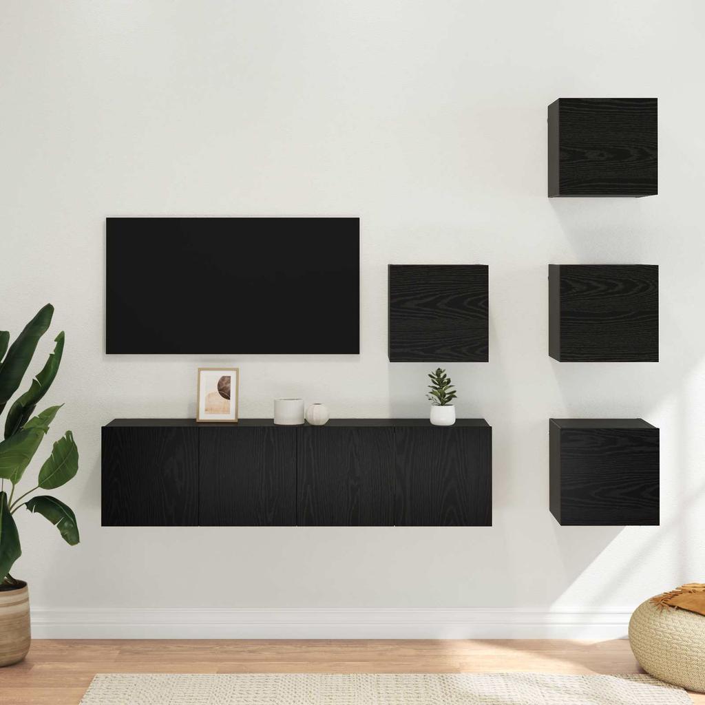 TV Cabinet Set 6 pcs 60 x 30 x 30 cm Black Oak