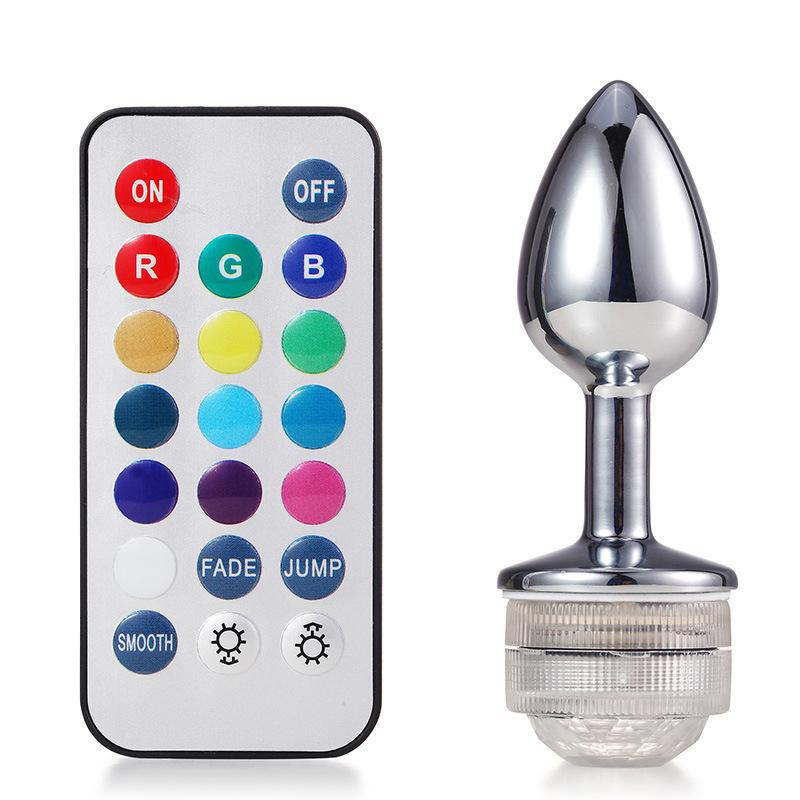 Colorful Anal Plug Led Glowing Butt Plug Vagina Massage Luminous Anal Tail Stainless Steel Butt Dilator Anus Sex Toys For Women