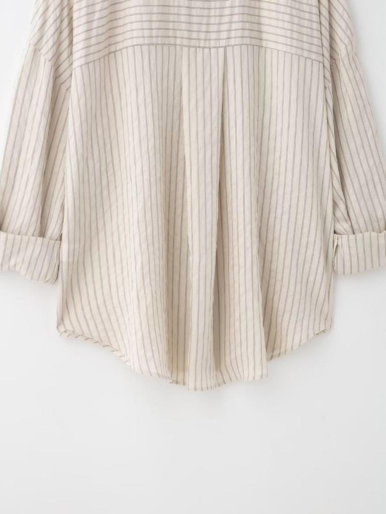 Spring 2025 Women's European & American Style Striped Short Sleeve Shirt with Casual Long Pants