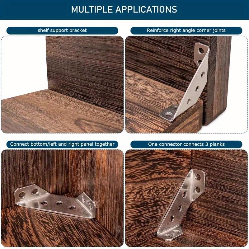 4/10set Corner Brackets Stainless Steel Furniture Angle Shelf Connector Cabinet Support Fixing Frame Corner Brace with Screw