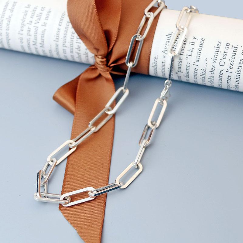 ANENJERY Chunky Chain Necklace for Women Geometric Necklace Party Jewelry Gifts New