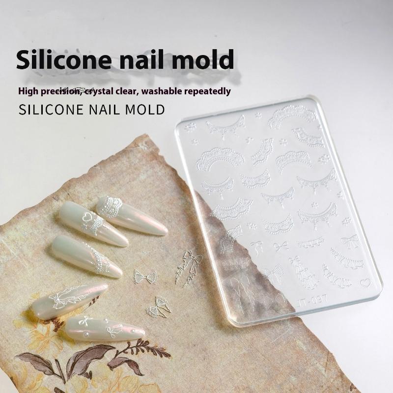 French Lace Silicone Nail Art Mold DIY Beauty Simple Line Reusable Handmade Tool for Nail Decoration Stamp