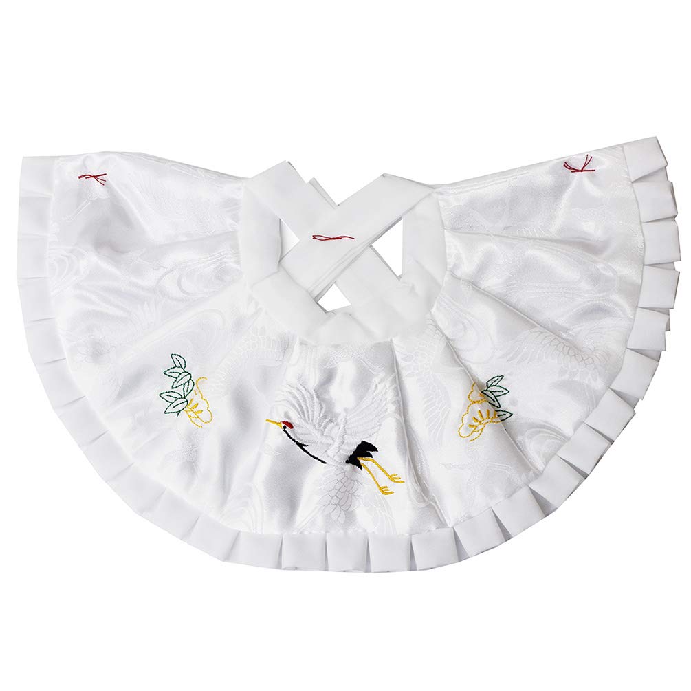 Shrine Visit Baby Set for Boys and Babies Piece Suehiro Birth Denden Inu Made In Japan [Mermaid Ookini] [Ookini] (White/7 Set) Bib, Hat, Hood, Amulet,