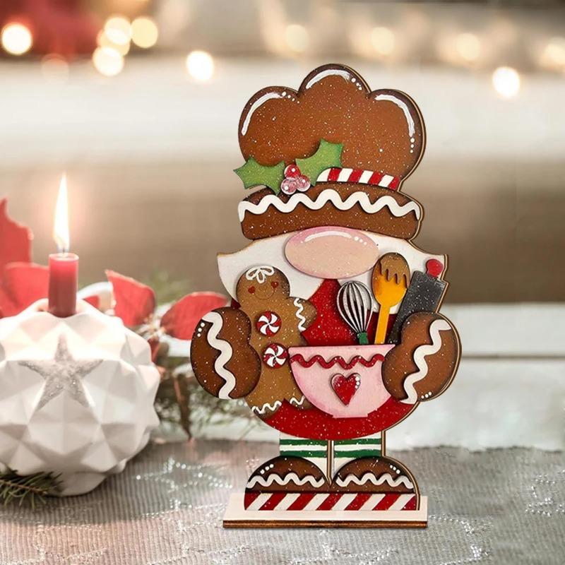 Wooden Gnome Ornaments with Baking Elements Christmas Themed Festive Home Decor Christmas Supplies Party Gifts
