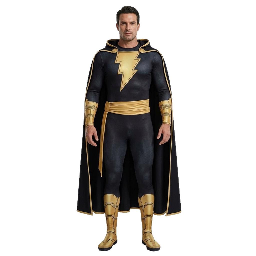 Halloween Superhero Comic Version Black Adam cos Clothing jumpsuit cape set cosplay Role Play