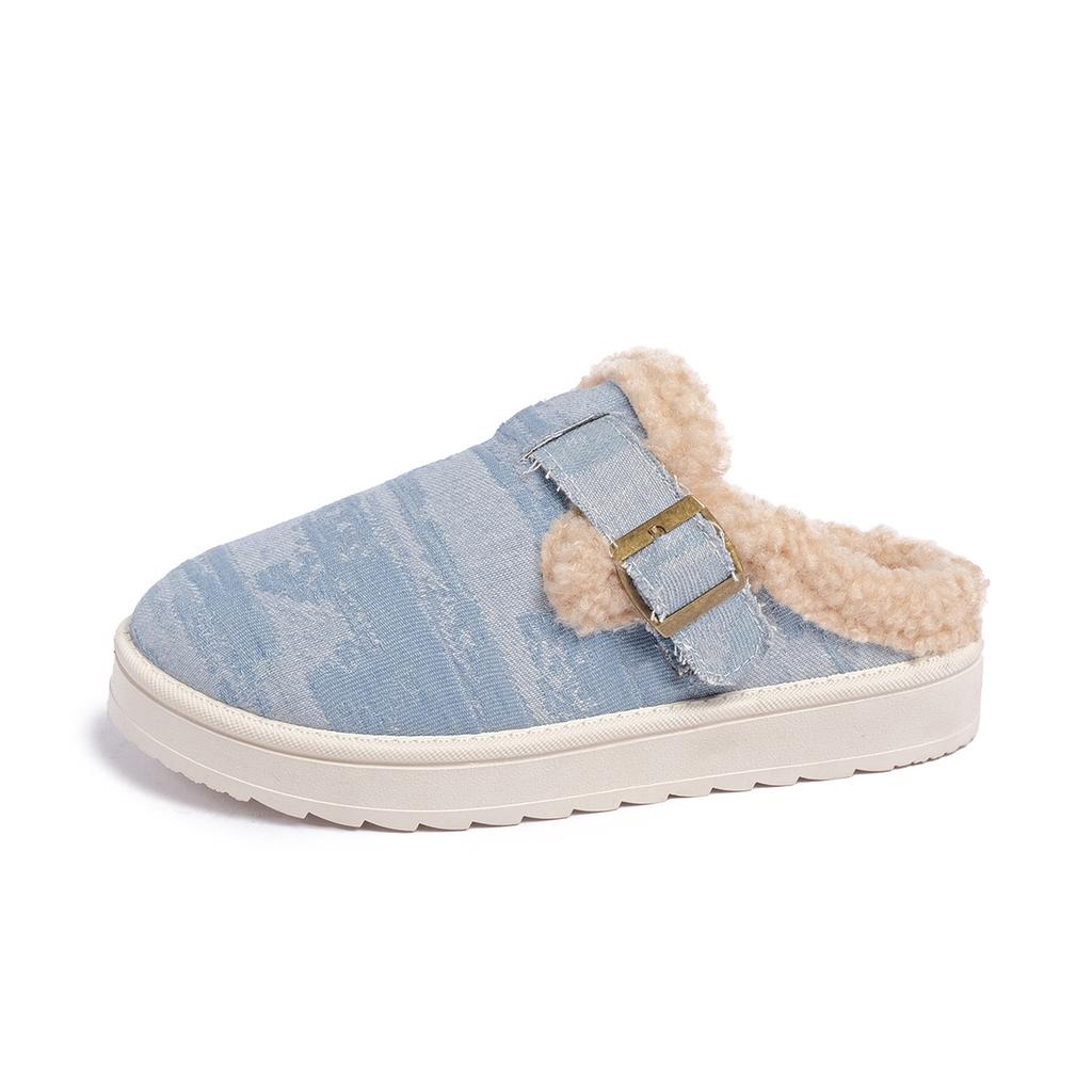 2025 New Autumn and Winter Women's Shoes Large Size Velvet Warm Home Cotton Shoes Thick-soled Warm Sewn Cotton Shoes Women