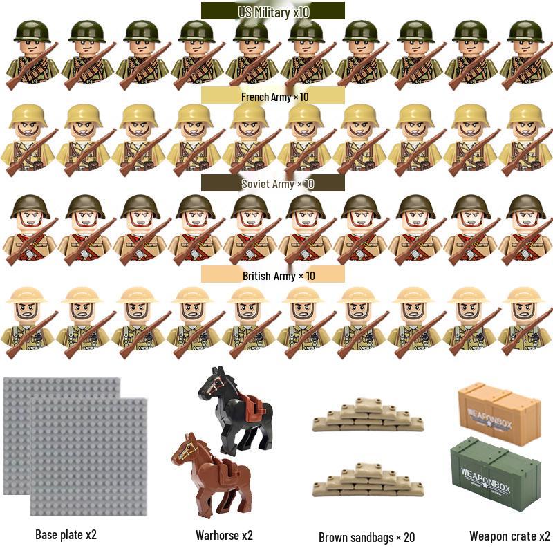 WWII Military Building Blocks: Children s Assembly Toys with Figures