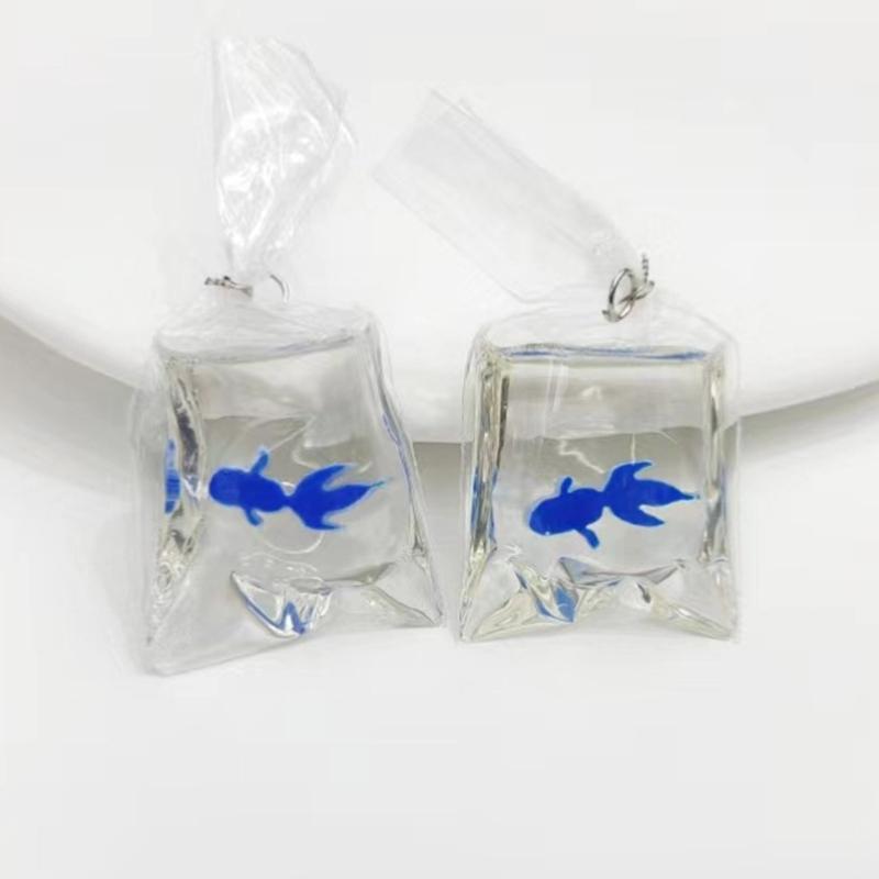 Collier Créatif Poisson Rouge Carpe Poisson Sac d'Eau Transparent Pendentif Poisson Colliers Chaîne de Clavicule Porte-Bonheur Japonais Collier