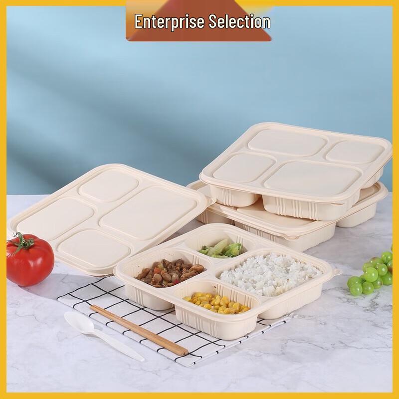 Eco-Friendly Corn Starch 4-Compartment Lunch Box