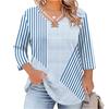 Women's Floral Print Three-Quarter Sleeve Top, Plus Size Casual Blouse