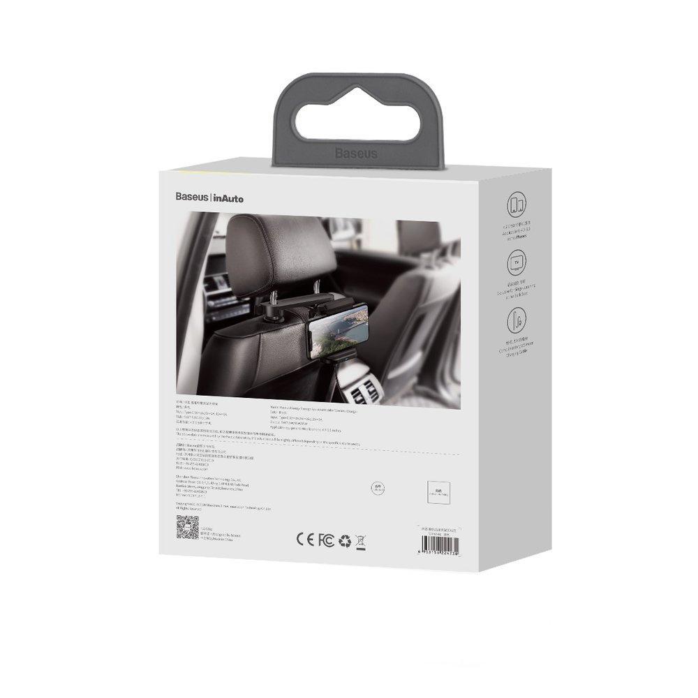 Baseus 15W Qi Wireless Charging Car Headrest Phone Mount - Black (Model WXHZ-01)
