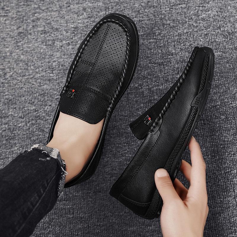 Sommar nya herr Doudou skor ihåliga och andningsbara stansade en pedal lediga läderskor bekväma loafers trendiga lata skor