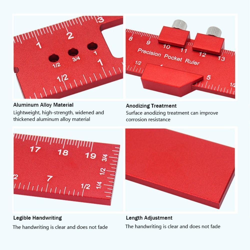 High-Precision Metric Measuring Tool With Slide Stop Positioning Gauge Ruler  Woodworking