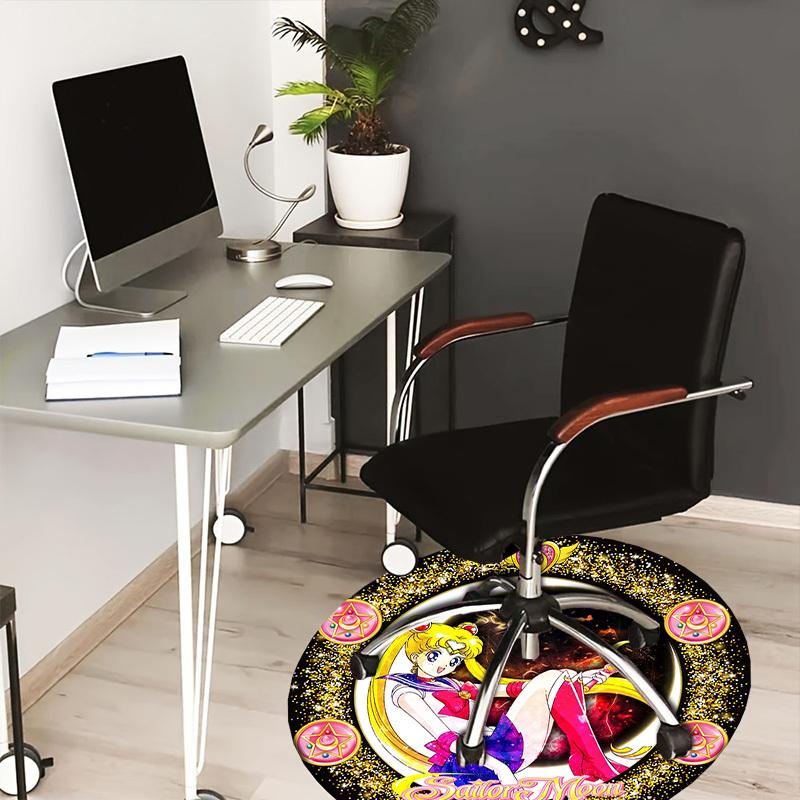 1pc Sailor Moon Cosmic Artwork Round Carpet, Made of Polyester,Perfect for Decorating Office Chairs, Living Rooms